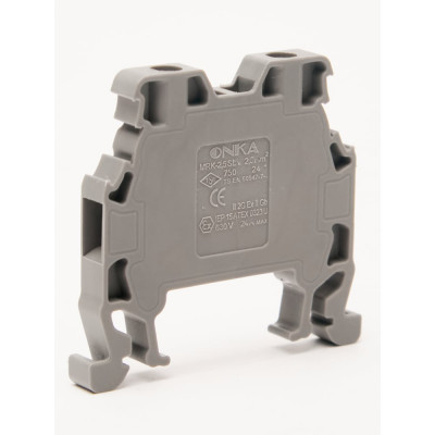 Клемма винтовая ONKA MRK 2,5S, 2,5 кв мм, серый 1010132