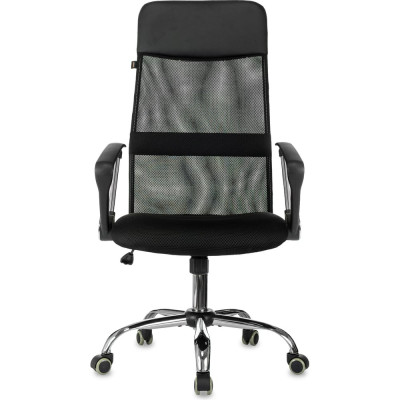 Компьютерное офисное кресло Gigant черное кожзам, сетка, с подлокотниками, хром, 120 кг GCH-10