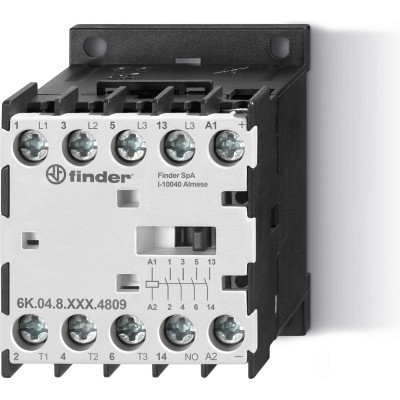 Миниконтактор Finder 3NO 9A (АС3 400В) + 1NO 2A; контакты AgSnO2; катушка 24В DС; степень защиты IP20 6K0490244809