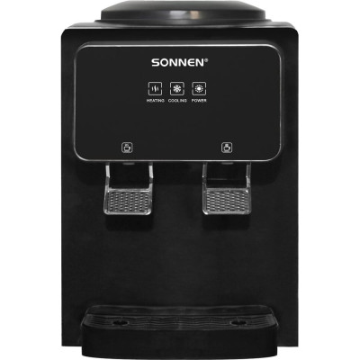 Кулер для воды SONNEN TSE-02FBP, настольный, нагрев/охлаждение электронное, 2 крана, антрацит 455750