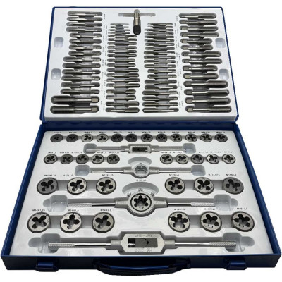 Набор метчиков и плашек TORNERI М2 - М18 (110 предметов) в металлическом кейсе Т023748
