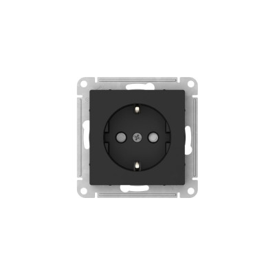 Розетка Systeme Electric ATLASDESIGN с заземлением со шторками, 16А, мех., быстрозажим. клем., карбон ATN001045S