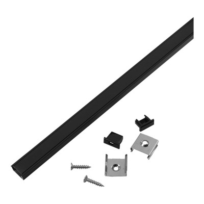 Профиль General Lighting Systems General GAL-GLS-2000-7-16-B-B черный (2м профиль+черн. рассеиватель+ 2 заглушки + 4скобы с шурупами) 523330