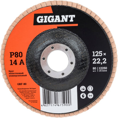 Круг лепестковый торцевой 125x22,2 10 шт Gigant GRF-80-10