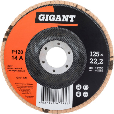 Круг лепестковый торцевой 125x22,2 10 шт Gigant GRF-120-10