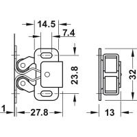 Двойная роликовая защелка Hafele сталь вороненая 244.01.113