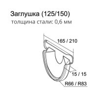 Универсальная торцевая заглушка Grand Line 125 мм, RAL 8017 ШК 88001