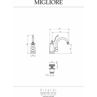 Смеситель для биде Migliore VIVALDI донный клапан "click-clack" с переливом, хром 19539