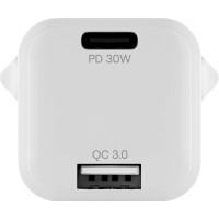 Сетевое зарядное устройство uBear Pulse Dual, GaN, 30 Вт WC13WHPD30QC18-AC