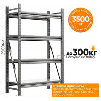 Металлический стеллаж IRONMEBEL optimus pro h-2500 zn, 4 яруса 1800x800 M-СГР25001800800ОЦ3