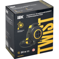 Удлинитель IEK Twist катушка ук20 4места, 2p+pe/20м, 3x1,5мм2, автосмотка TW-KP27-16-04-20