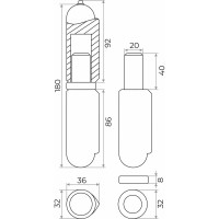 Шарнир дверной Marlok приварной, c подшипником, 32x180, с тавотницей 021473