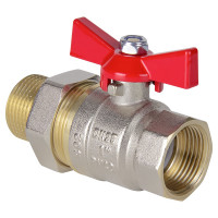 Кран шаровой полный проход c накидной гайкой TEBO ВН/НАР 1" бабочка T-КШ.402.1.КБ.CN