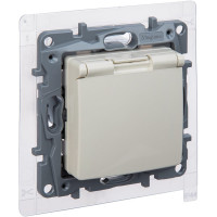 Розетка Legrand с заземлением IP44 Legrand Etika со шторками с защитной крышкой 16А 250В винтовые зажимы слоновая кость 672326