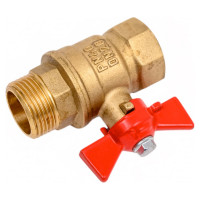 Кран шаровой Valfex N/P59 бирка для воды, 3/4" ВР/НР, ручка бабочка, латунный 11Б27фт1М (72/18) VF.218.LB1.034.N/P59.Bir