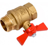 Кран шаровой Valfex N/P59 БИРКА для воды 1" ВР/НР ручка-бабочка, латунный 11Б27фт1М (48/12) VF.218.LB1.100.N/P59.Bir