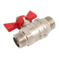 Кран шаровой Valfex N/P59 бирка для воды, 3/4" НР/НР, ручка бабочка, латунный никелированный 11Б27фт1М VF.219.NB1.034.N/P59.Bir