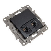 Розетка компьютерная двойная Legrand Etika RJ45, категория 5e, UTP, антрацит 672655