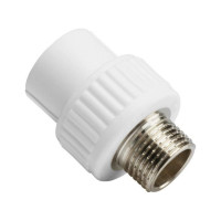 Муфта комбинированная полипропиленовая 50×1 1/4" прямая с наружной резьбой, белая (PPR фитинг с латунной вставкой для труб, сварное соединение) Millennium 3M22-nmo-502000