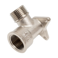 Угольник SantechSystems латунь, устан Ду15 м/р 3 отверстия никель 128-9011