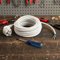 Сетевой кабель с вилкой PROGIX 1.5 метра ПВС 3x1.5 белый PG031