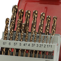 Набор сверл по металлу H-Tools 1-10мм, 19шт, DIN338, HSSE-Co5 135град. LH-левые 215214LiHT