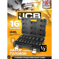 Набор головок ударных глубоких JCB 16 предметов (6-гр), 1/2DR, (10-19, 21, 22, 24, 27, 30, 32мм),в пласт.кейсе JCB-4169-5MPB(60552)