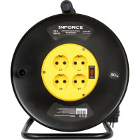 Силовой удлинитель Inforce на катушке, 4 гнезда, с/з КГ 3х2,5 16A 30м IP20 GRANITE ZG 09-15-11