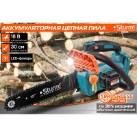 Пила цепная аккумуляторная Sturm 1BatterySystem, АКБ и ЗУ CSC1811BL