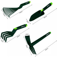 Набор ручных инструментов VERTO 4 шт, из пластика (грабли, когти, лопата, мотыга/клещи) 15G419