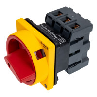 Выключатель разъединитель Systeme Electric 3P 63A IP20, с красной рукояткой на дверцу, 4 винтами С ЗАМКОМ MSD63310R
