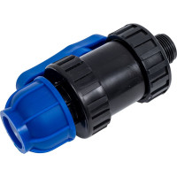 Компрессионный шаровой кран Millennium ПНД 25-3/4 с наружной резьбой, PN10 PEKM2534