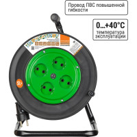 Удлинитель на катушке силовой TDM ELECTRIC Народный 4 гнезда ПВС 4000 Вт б/з, 30м SQ1307-0543