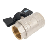 Шаровой кран Millennium латунный,никилерованный для воды 3/4" внутренняя/внутренняя резьба ручка-бабочка KVBFF3434