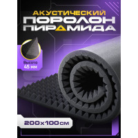Акустический поролон SGM Пирамида 2х1 м, звукоизоляция и шумоизоляция для стен SGM-PRMD-LRG