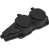 Каучуковая колодка 2 гнезда 16А IP44 с/з черная Gigant RBG-3