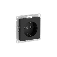 Розетка Systeme Electric ATLASDESIGN с заземлением со шторками, 16А, мех., быстрозажим. клем., карбон ATN001045S