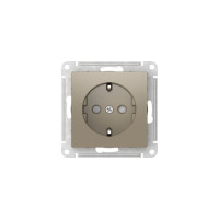 Розетка Systeme Electric ATLASDESIGN с заземлением со шторками, 16А, мех., быстрозажим. клем., ШАМПАНЬ ATN000545S