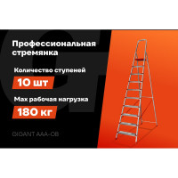 Стремянка Gigant 10 ступеней с шириной 130 мм, PROFI AAA-08