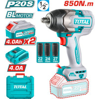 Аккумуляторный ударный гайковерт TOTAL 1/2” 850Нм  TIWLI2085