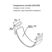 Соединитель желоба Grand Line GL 125 мм, RAL 9003 ШК 88016