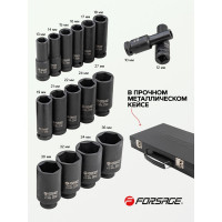 Набор ударных 6-гранных головок 17 предметов, 1/2" Forsage F-4172-5MPB(54902)