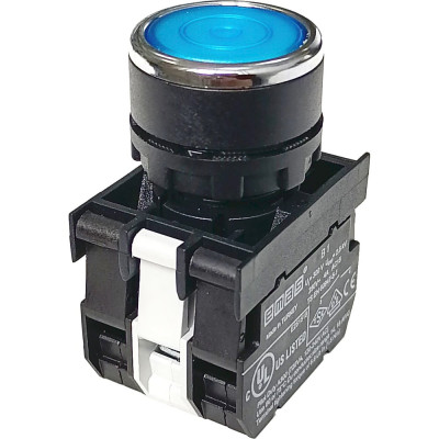 Нажимная круглая кнопка Emas синяя, с фиксацией, 250 В AC, 4 А, 12-30 В AC/DC, B171FM