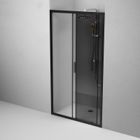 Душевая дверь AM.P Gem Solo 110x195, стекло тонированное, профиль черный матовый W90G-110-1-195BG