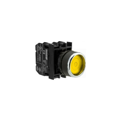 Кнопка с фиксацией Emas желтая 2НЗ B202FS