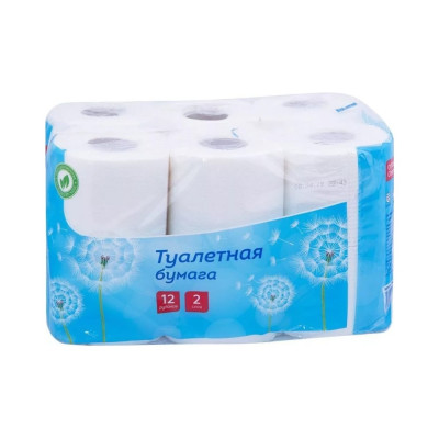 Туалетная бумага OfficeClean 2-х слойная, 12шт., тиснение, белая 279672 1130384