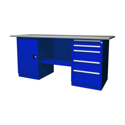 Верстак с двумя тумбами, тумба с 5 ящиками Ombra OWB2-15 55922
