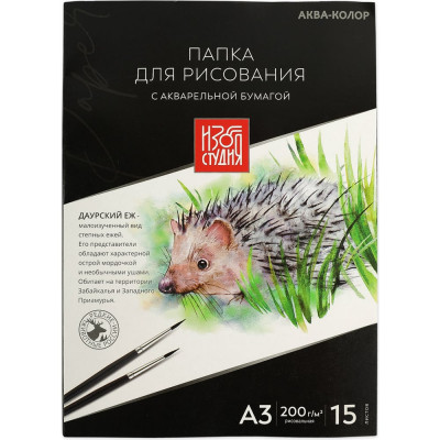 Папка с бумагой для акварели Аква-колор 200 г/м2 A3 42x30 см папка 15 листов гознак тисненая 635507