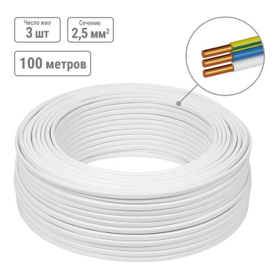 Провод ПВВП TDM ELECTRIC 3x2,5, ГОСТ, 100м, белый SQ0127-0257