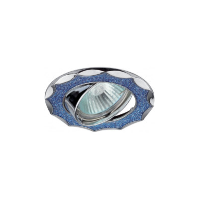 Светильник ЭРА DK17 CH/SHBL2 декор кругл со стекл крошкой MR16,12V/220V, 50W, хром/голубой C0043752